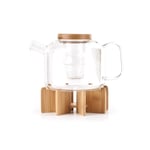 Kikkerland and Cost Plus World Market teapot with bamboo stand